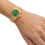 ساعت زنانه رولکس دیت جاست طلایی صفحه سبز نگین دار مستر کوالیتی - Image 4