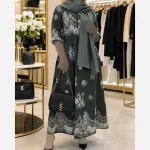 پیراهن کلوش حاشیه دار یسنا جنس کرپ بوگاتی فری سایز - Image 2
