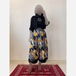 شلوار نخ طرح اندونزی خنک تابستانه فری سایز - Image 7