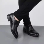 ست کفش مردانه مدل رویال و کمربند چرم صنعتی مشکی - Image 3