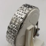 ساعت مچی مردانه سیکو استیل صفحه سفید طرح سه موتور بند فلزی تقویم دار - Image 3