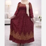 پیراهن ساحلی هندی طلاکوب فری سایز 40 تا 52 قد 130 سانتی متر - Image 3