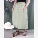 دامن لینن دو جیب فری سایز خنک تابستانی - Image 9