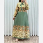 ساحلی کلوش حاشیه پلنگی جنس کرپ بوگاتی فری سایز - Image 4
