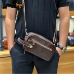 کیف دستی و دوشی چرم طبیعی گاوی دو خانه مدل شوزبگ - Image 8