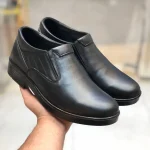 کفش چرم مردانه نیما مدل اوپتیما مشکی رویه چرم طبیعی زیره پیو سبک راحت طبی 8 ماه ضمانت - Image 2