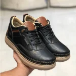 کفش چرم اسپرت مردانه مدل فراز مشکی رویه چرم صنعتی زیره پیو دور دوخت - Image 3