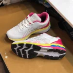 کفش اسیکس Gel Nimbus مردانه سفید صورتی زرد اسپرت تنفسی پیادهروی روزمره - Image 5