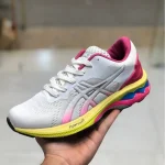 کفش اسیکس Gel Nimbus مردانه سفید صورتی زرد اسپرت تنفسی پیادهروی روزمره - Image 6