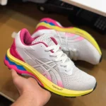 کفش اسیکس Gel Nimbus مردانه سفید صورتی زرد اسپرت تنفسی پیادهروی روزمره - Image 9