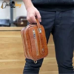 کیف دستی و دوشی چرم طبیعی گاوی دو خانه مدل شوزبگ - Image 13