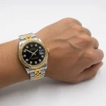 ساعت مردانه رولکس دیت جاست استیل طلایی صفحه مشکی مسترکوالیتی - تصویر 2