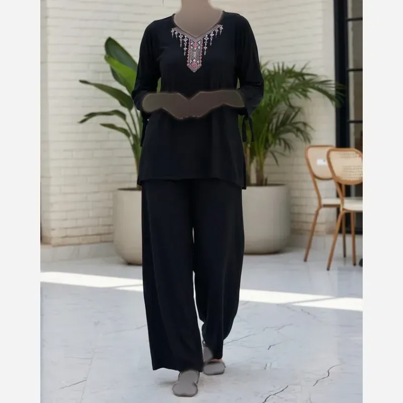 22eafa4e-ba06-4c54-acd6-6059243a1331 بلوز و شلوار نخی زنانه سبز یشمی فری سایز - Image 1