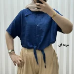 شومیز گره ای بابوس فری سایز رنگ ثابت کیمونو - Image 3