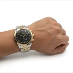 ساعت مردانه استیل طلایی صفحه مشکی الکس مارتین تقویم دار موتور ژاپن - Image 4