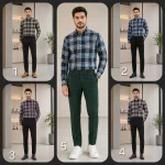 پیراهن مردانه آستین بلند بنگال چهارخانه اندامی - Image 2