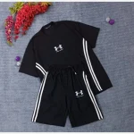ست تیشرت شلوارک بیسکوییتی طرح UNDER ARMOUR نواردوزی شده - تصویر 8