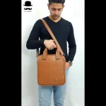 کیف اداری لپتاپی چرمی اِکو ایستاده دستی و دوشی - Image 6