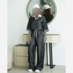 ست کراپ و شلوار تنسل پری خنک دو خط فری سایز 38 تا 46 چهار رنگ - Image 3