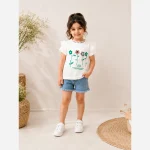 بلوز دخترانه گل برجسته آستین کوتاه پنبهای مناسب 2 تا 9 سال - Image 5