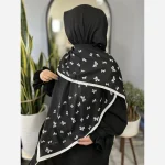 روسری سوپر نخ قواره 140 طرح دابل پاپیون برند میس رز
