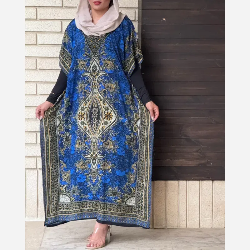 468bb553-2f67-4de8-9c4f-7d406528c555 پیراهن پانچ سیلک هندی زنانه فری سایز تابستانی - Image 1