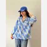 شومیز نخ کراش نگین دار جیب دار فری سایز - Image 11