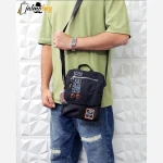 کیف دوشی مردانه پارچه خلبانی ضد آب چهار زیپ رنگ ترکیبی کتان - Image 6