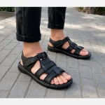 صندل مردانه تابستانی مدل پوشکاش طبی و سبک با رویه چرم ترکیبی - Image 2