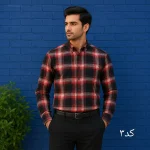 پیراهن چهارخانه مردانه آستین بلند قواره آزاد جنس تترون سایز L تا 2XL - تصویر 3