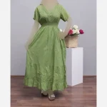 پیراهن خامه دوزی وارداتی هندی آستین کوتاه فری سایز جلو دکمه دار