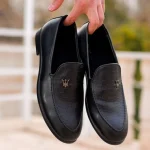 کفش کالج مردانه چرم صنعتی درجه یک مشکی مدل آرتین - Image 2