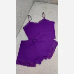 لباس خواب کبریتی نیم تنه و شورتک وارداتی مناسب سایز 38 تا 42 - تصویر 2