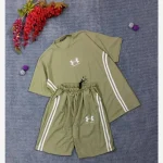 ست تیشرت شلوارک بیسکوییتی طرح UNDER ARMOUR نواردوزی شده - تصویر 6