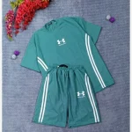 ست تیشرت شلوارک بیسکوییتی طرح UNDER ARMOUR نواردوزی شده - تصویر 5