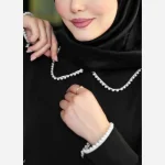 مانتو عبایی زنانه مدل دلارام جنس کرپ الیزه مشکی - تصویر 2