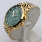 ساعت مچی مردانه سیکو طلایی صفحه سبز بند استیل طرح سه موتور با تقویم و موتور ژاپن - تصویر 4