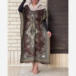 پیراهن پانچ سیلک هندی زنانه فری سایز تابستانی - Image 6