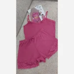 لباس خواب کبریتی نیم تنه و شورتک وارداتی مناسب سایز 38 تا 42 - تصویر 3