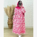 پیراهن ساحلی زنانه جنس کرپ فلور بوگاتی فری سایز تا 48 قد 136 - Image 8