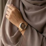 ساعت مچی زنانه سیکو طرح سه موتور صفحه مشکی رزگلد با تقویم و موتور ژاپن - تصویر 4