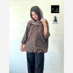 شومیز زنانه طرح پلنگی جنس کریشه نخ فری سایز - تصویر 5