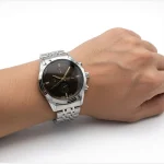 ساعت مچی مردانه سیکو استیل صفحه مشکی طرح سه موتور با تقویم و موتور ژاپن - Image 2