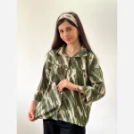 شومیز نخ کراش نگین دار جیب دار فری سایز - Image 6