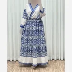 پیراهن ساحلی زنانه مدل چپ و راستی جنس بوگاتی ترک فری سایز - Image 2