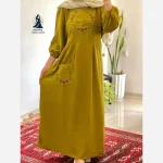 ساحلی گلدوزی تک جیب زنانه جنس نخ ململ رنگ زیتون خنک تابستانه - تصویر 2