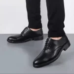 ست کفش مردانه مدل رویال و کمربند چرم صنعتی مشکی - Image 5