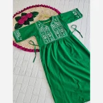 پیراهن ساحلی لینن زنانه فری سایز قد 135 رنگ مشکی - Image 2