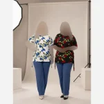 تیشرت نخی زنانه طرح پامچال فری سایز خنک و تابستانه - تصویر 4