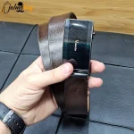 کمربند ریلی چرم طبیعی گاوی 3.5 سانت طول 125 سانتی متر سگک خارجی - Image 7